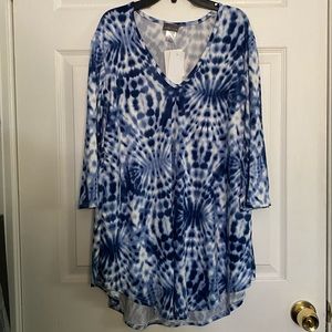 Jordan Tayler Dye Tie Blouse in Blue and White.